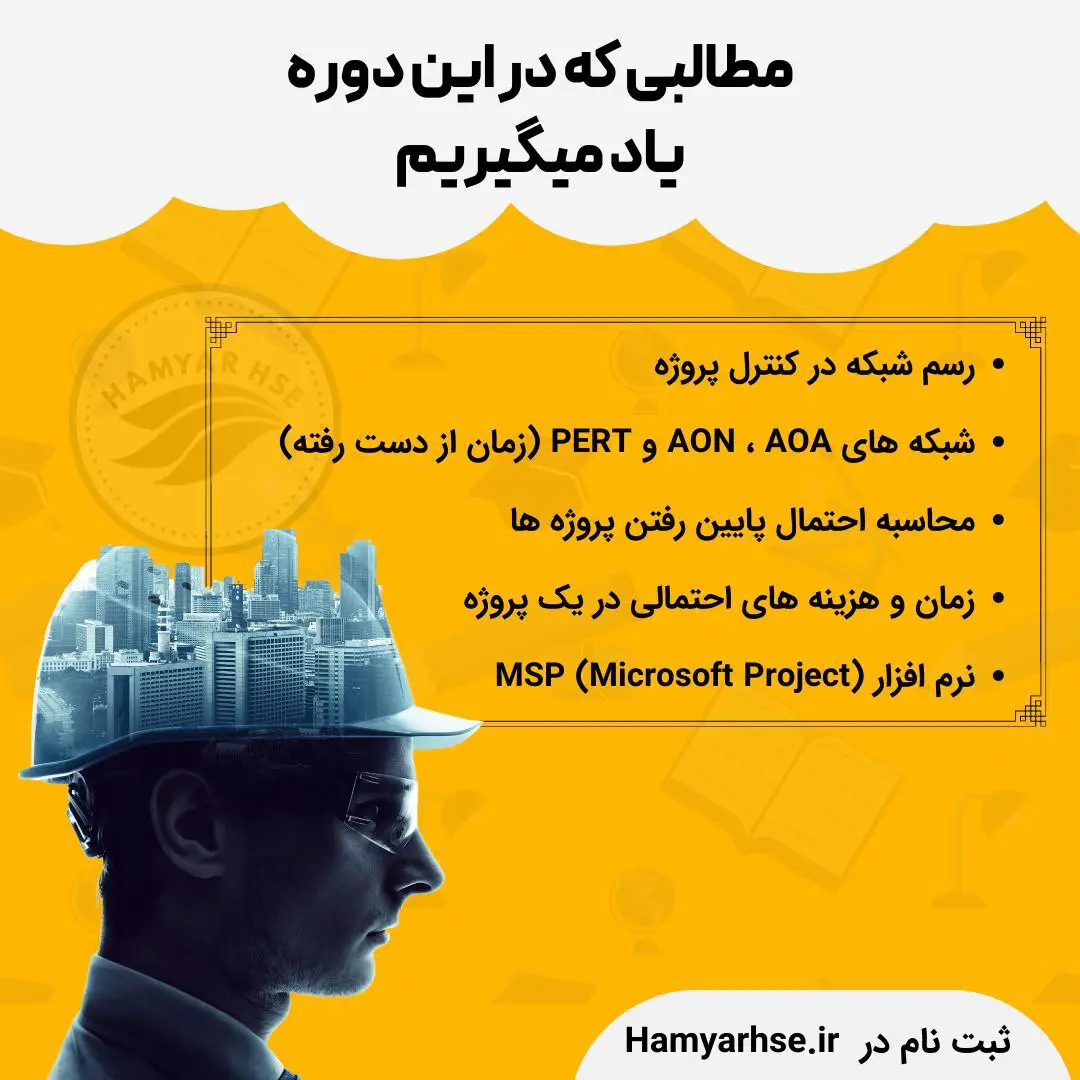  رسم شبکه در کنترل پروژه  شبکه های AON ، AOA و PERT (زمان از دست رفته) محاسبه احتمال پایین رفتن پروژه ها زمان و هزینه های 